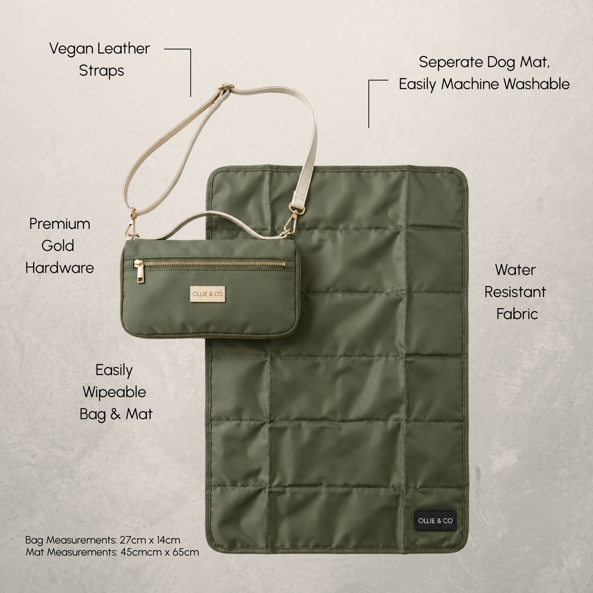 The Dog Mum Bag + Doga Mat Set - Olive